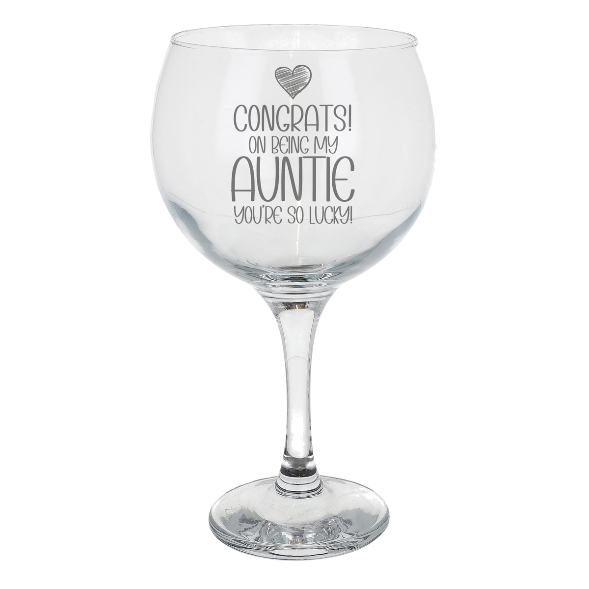 Congrats on Being my Aunt Engraved Stemmed Gin Glass Birthday Gift for Auntie