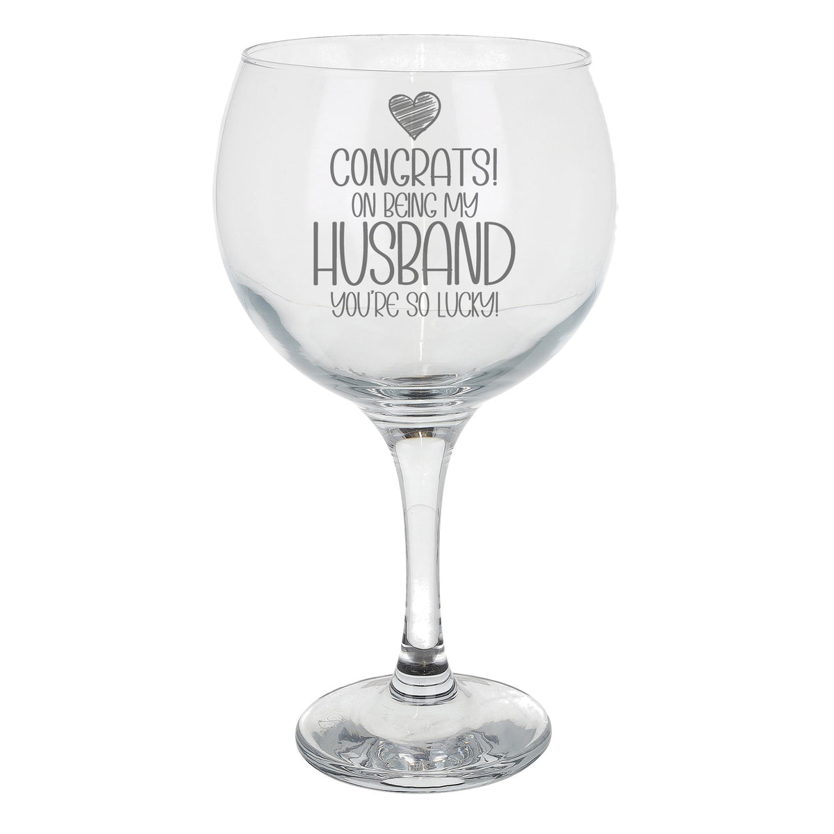 Congrats on Being my Husband Engraved Gin Glass Birthday Gift