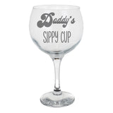 Daddy's Sippy Cup Engraved Gin Glass Gift For Dad Birthday