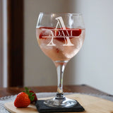 Personalised Split Monogram Engraved Stemmed Gin Glass Birthday Gift