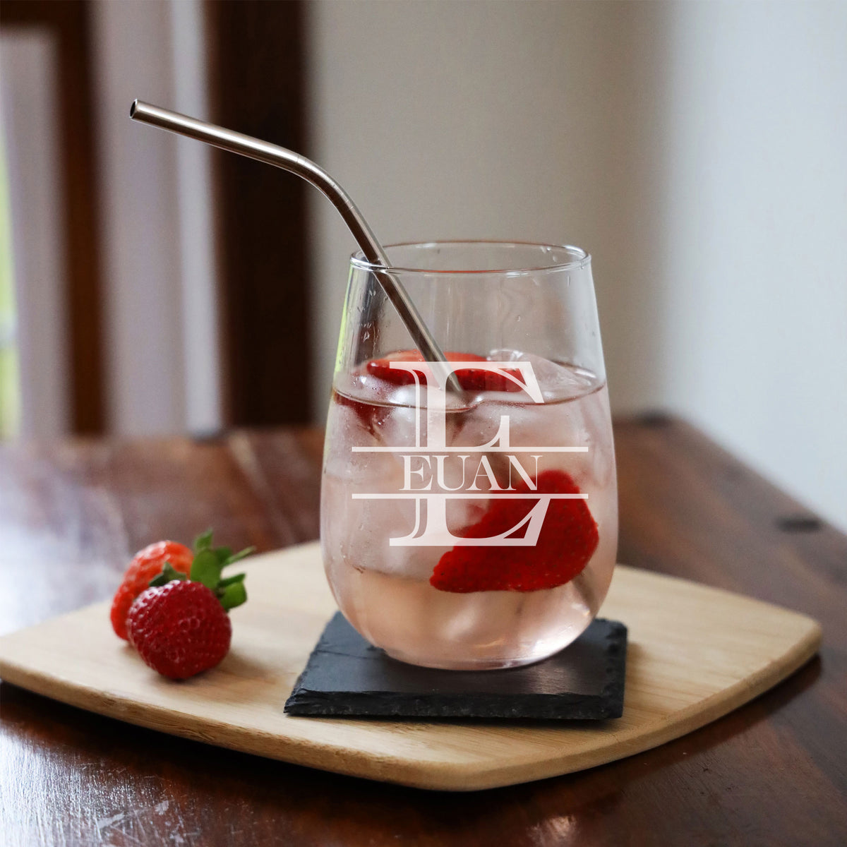 Personalised Split Monogram Stemless Gin Glass