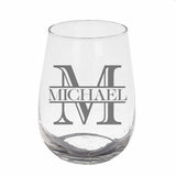 Personalised Split Monogram Stemless Gin Glass