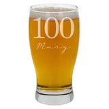 Personalised 100 and Signature Name Pint Glass 100th Birthday Gift