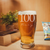 Personalised 100 and Signature Name Pint Glass 100th Birthday Gift