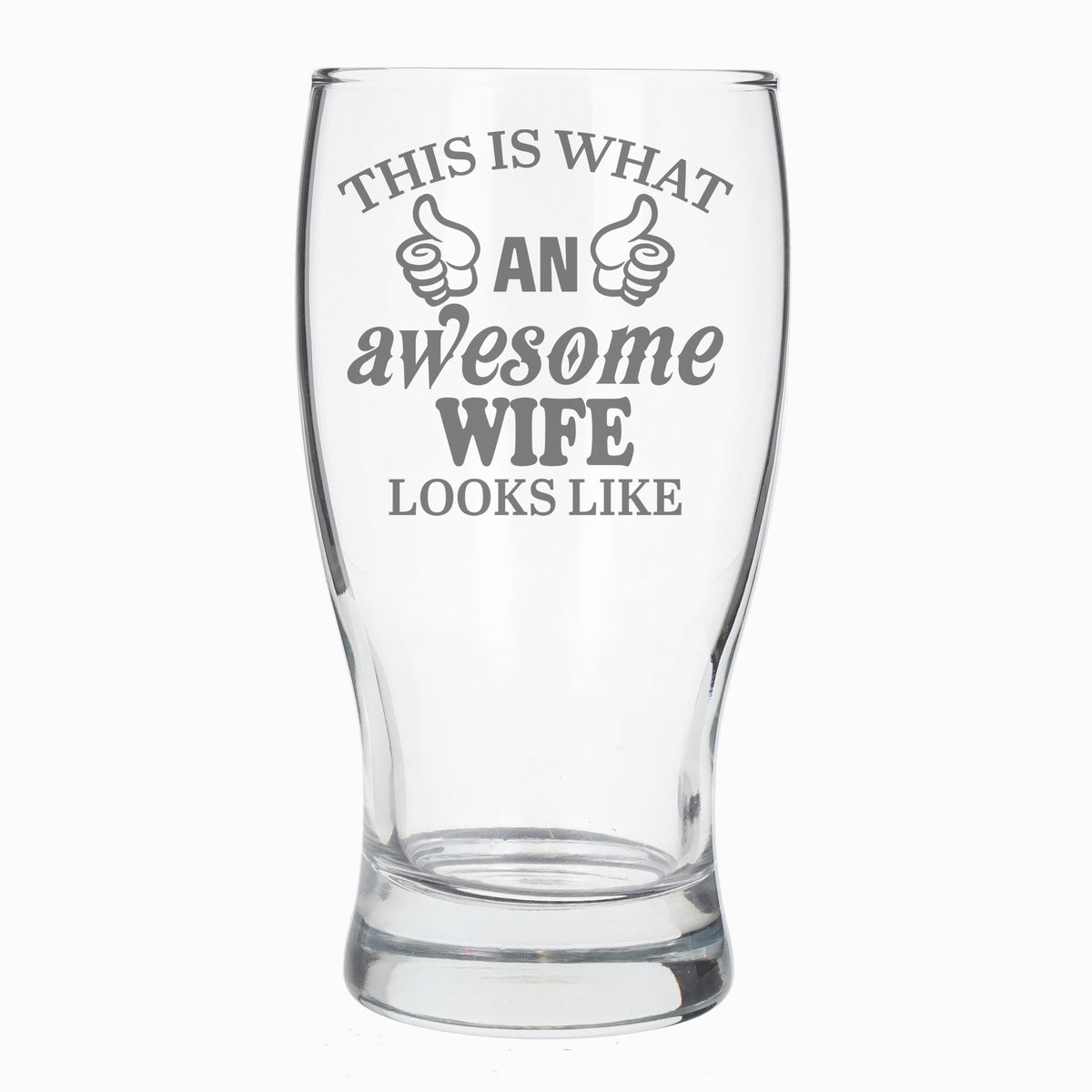 This is What An Awesome Wife Looks Like Engraved Pint Glass, Funny Birthday Beer Glass Gift