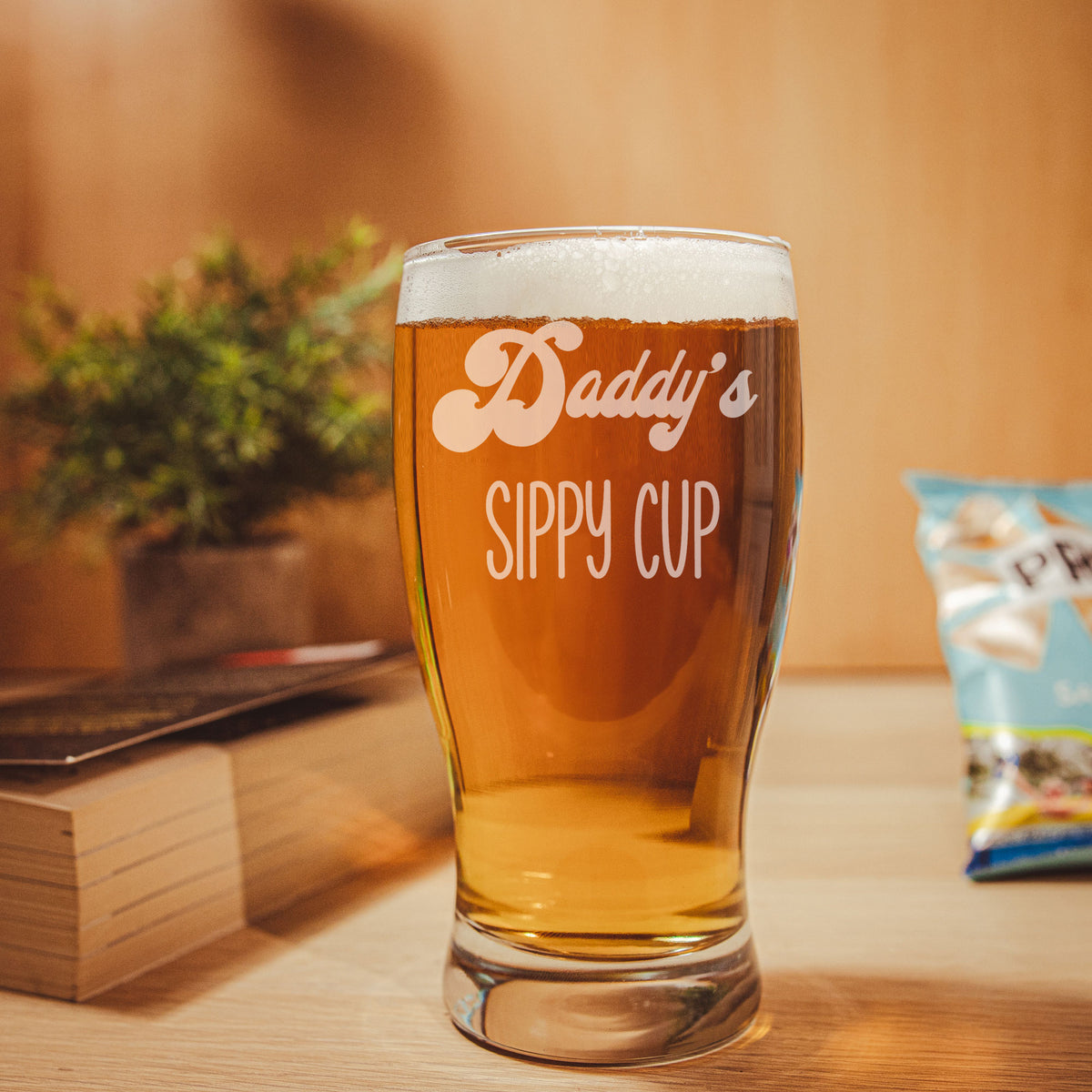 Daddy's Sippy Cup Engraved Pint Glass For Dad Birthday Gift