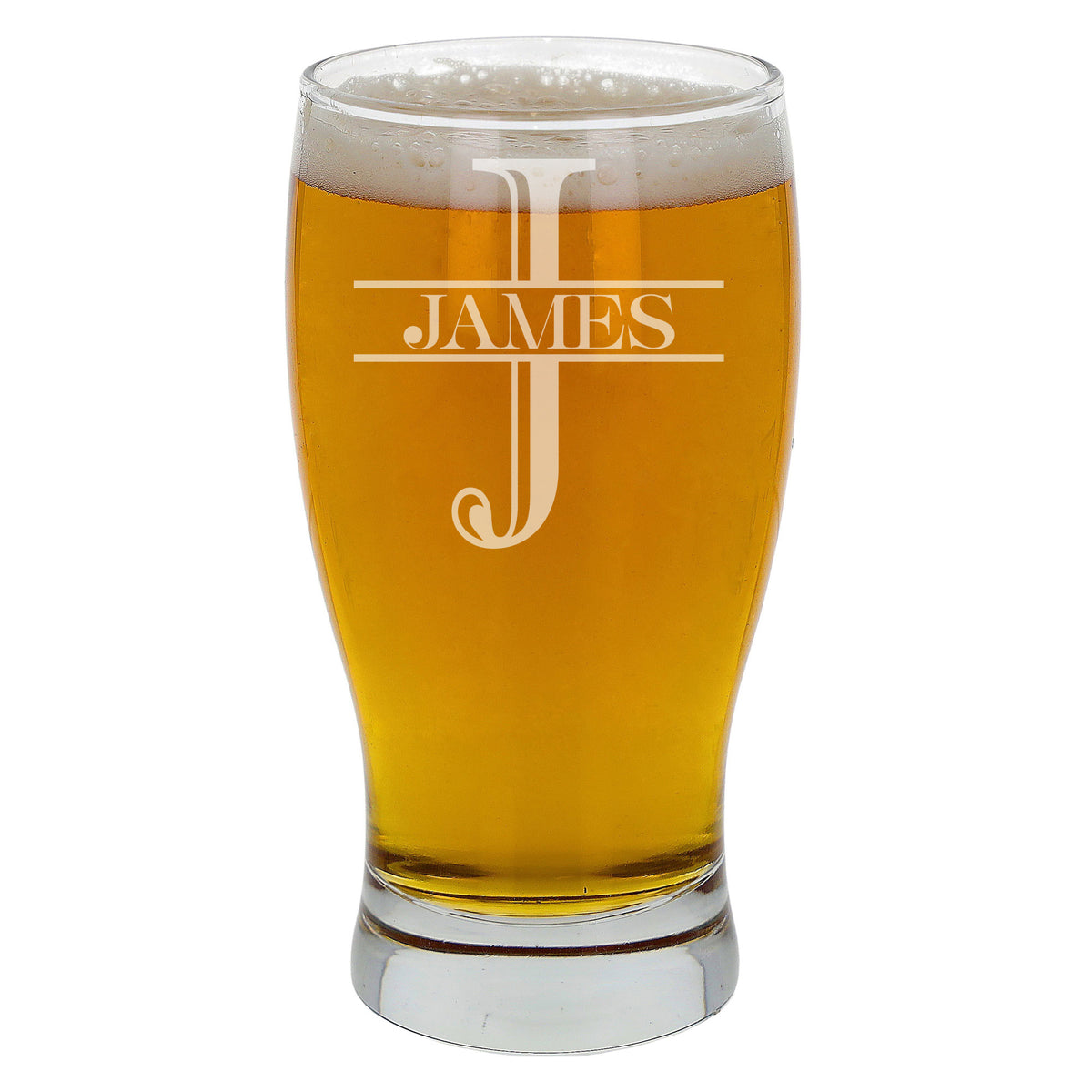 Personalised Split Monogram Engraved Pint Glass Birthday Gift
