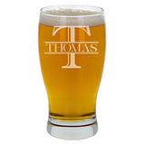 Personalised Split Monogram Engraved Pint Glass Birthday Gift