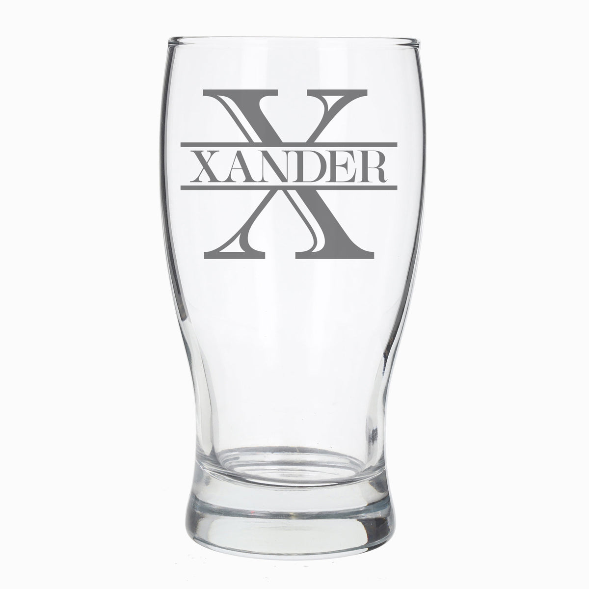 Personalised Split Monogram Engraved Pint Glass Birthday Gift