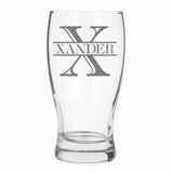 Personalised Split Monogram Engraved Pint Glass Birthday Gift