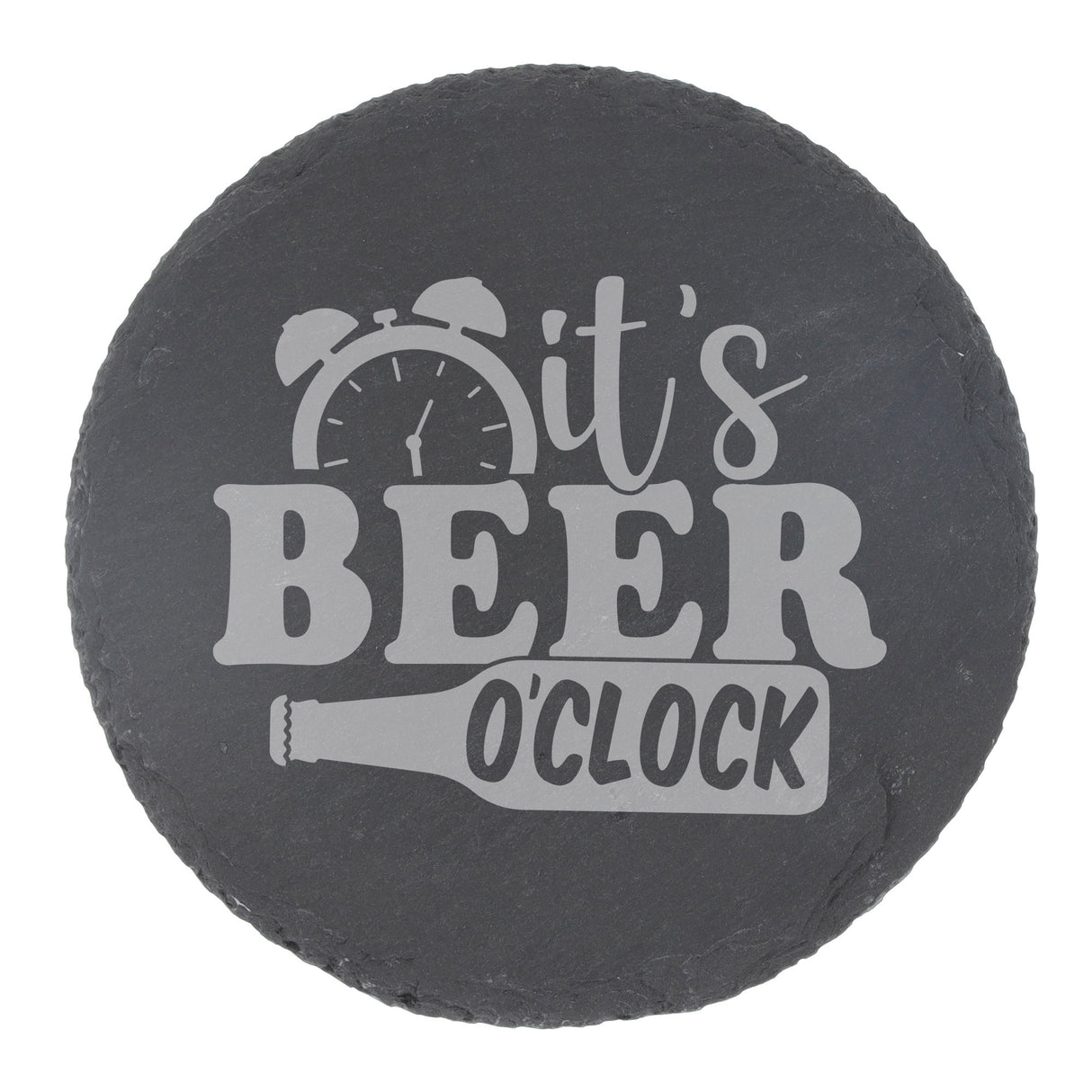 It's Beer O'Clock Engraved Slate Coaster with Funny Beer Quote