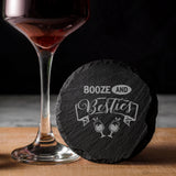 Booze and Besties Engraved Slate Coaster Birthday Gift For Best Friend