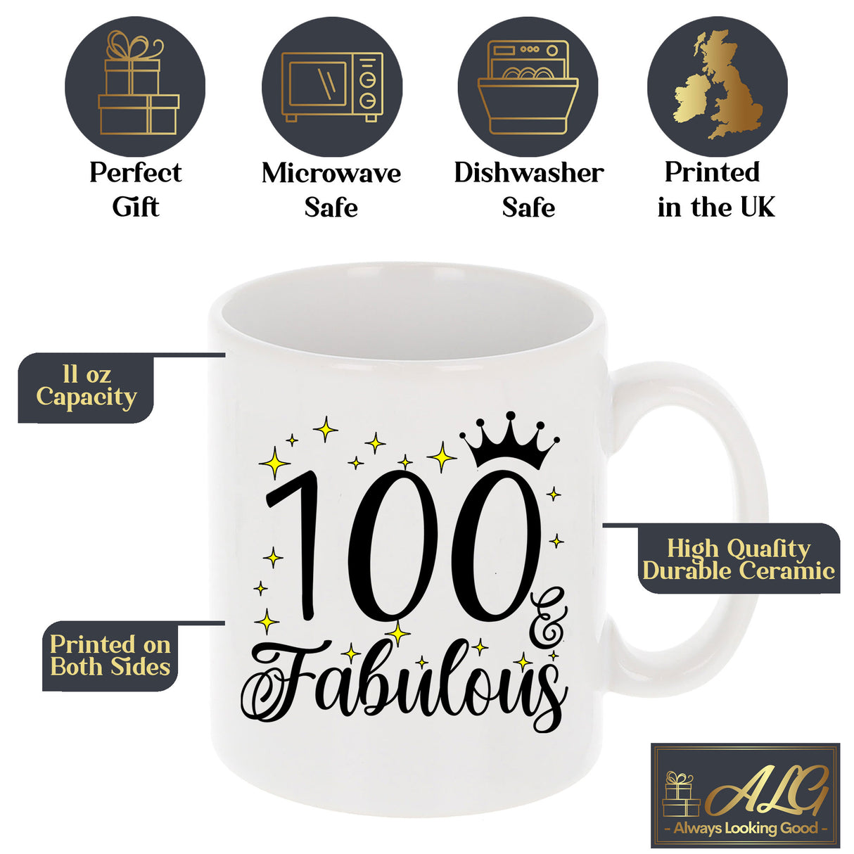 100 and Fabulous 100th Birthday Coffee Mug for Tea or Coffee