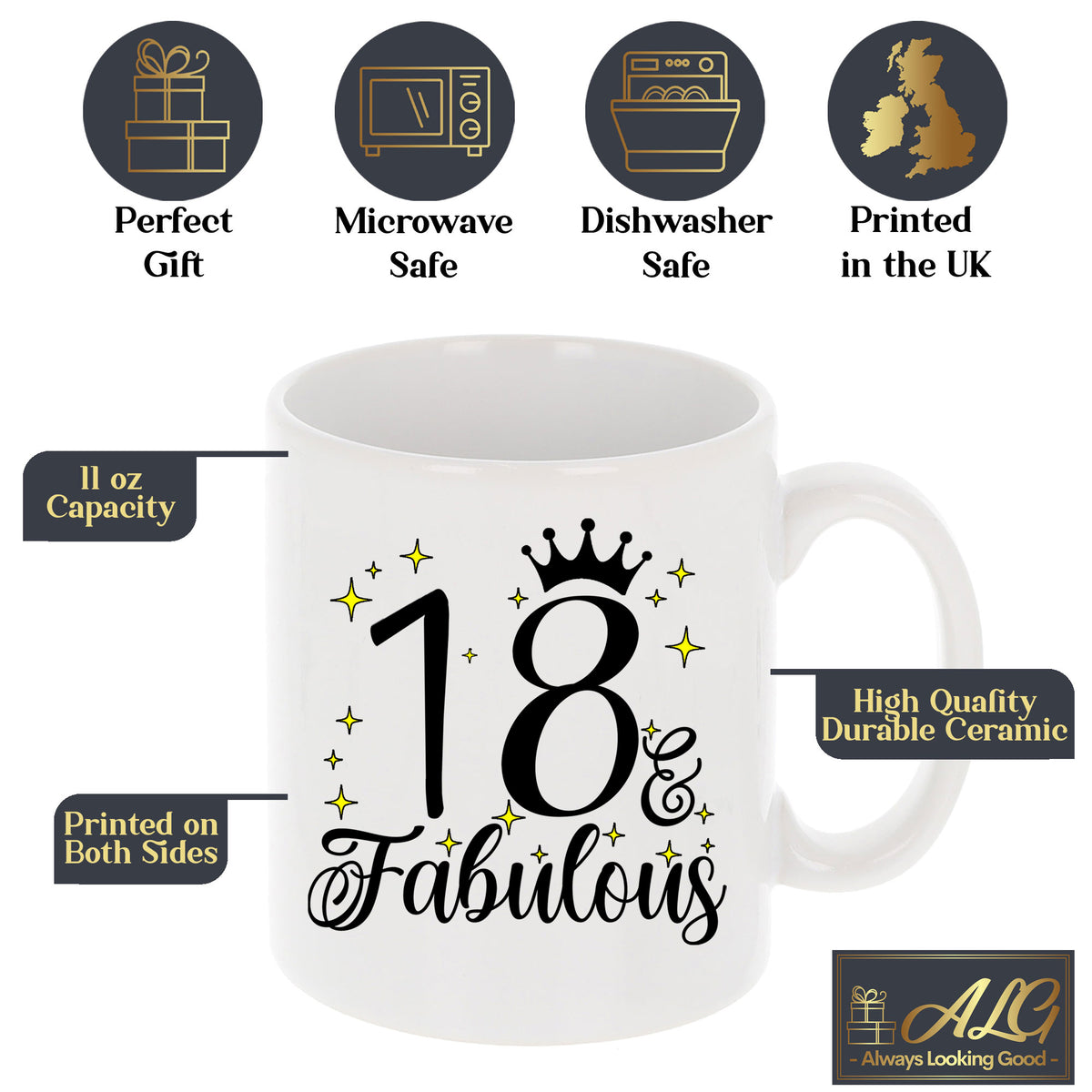 18 and Fabulous 18th Birthday Coffee Mug for Tea or Coffee