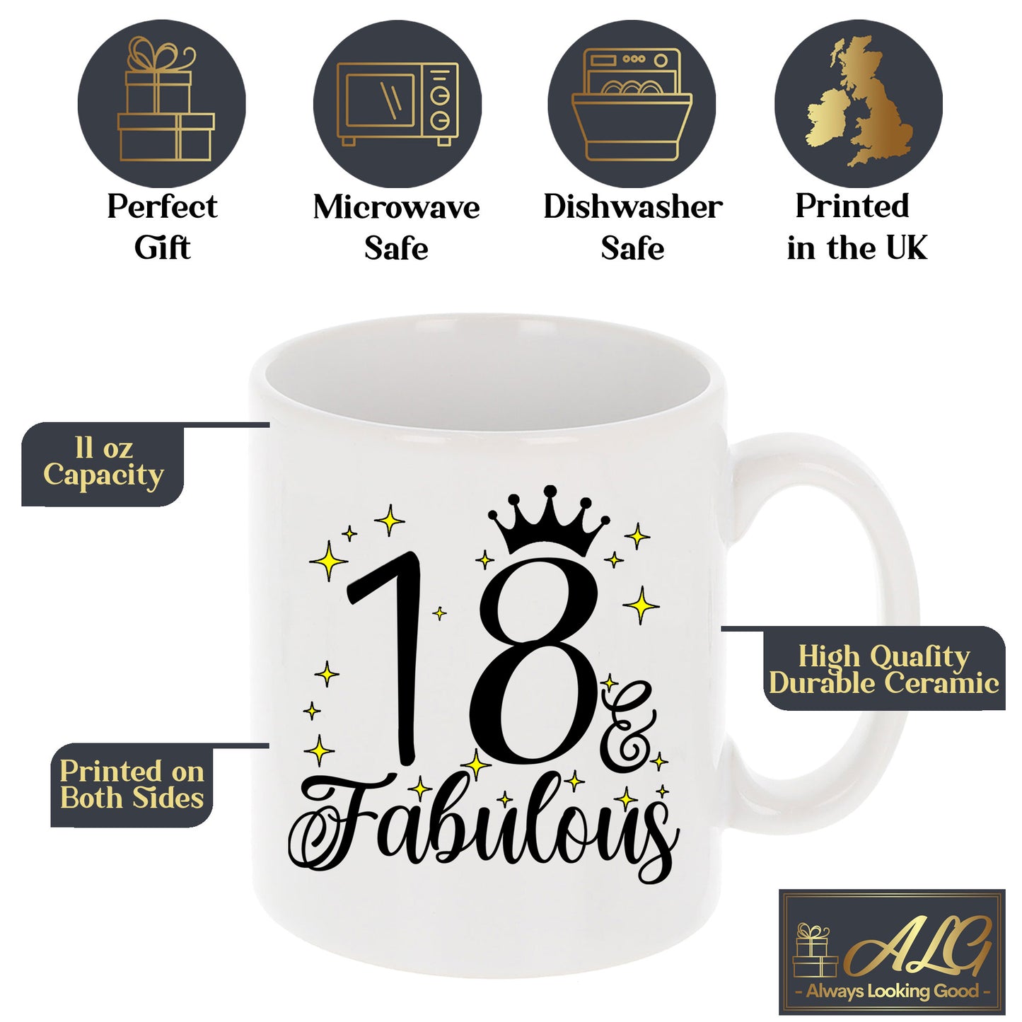 18 and Fabulous 18th Birthday Coffee Mug for Tea or Coffee