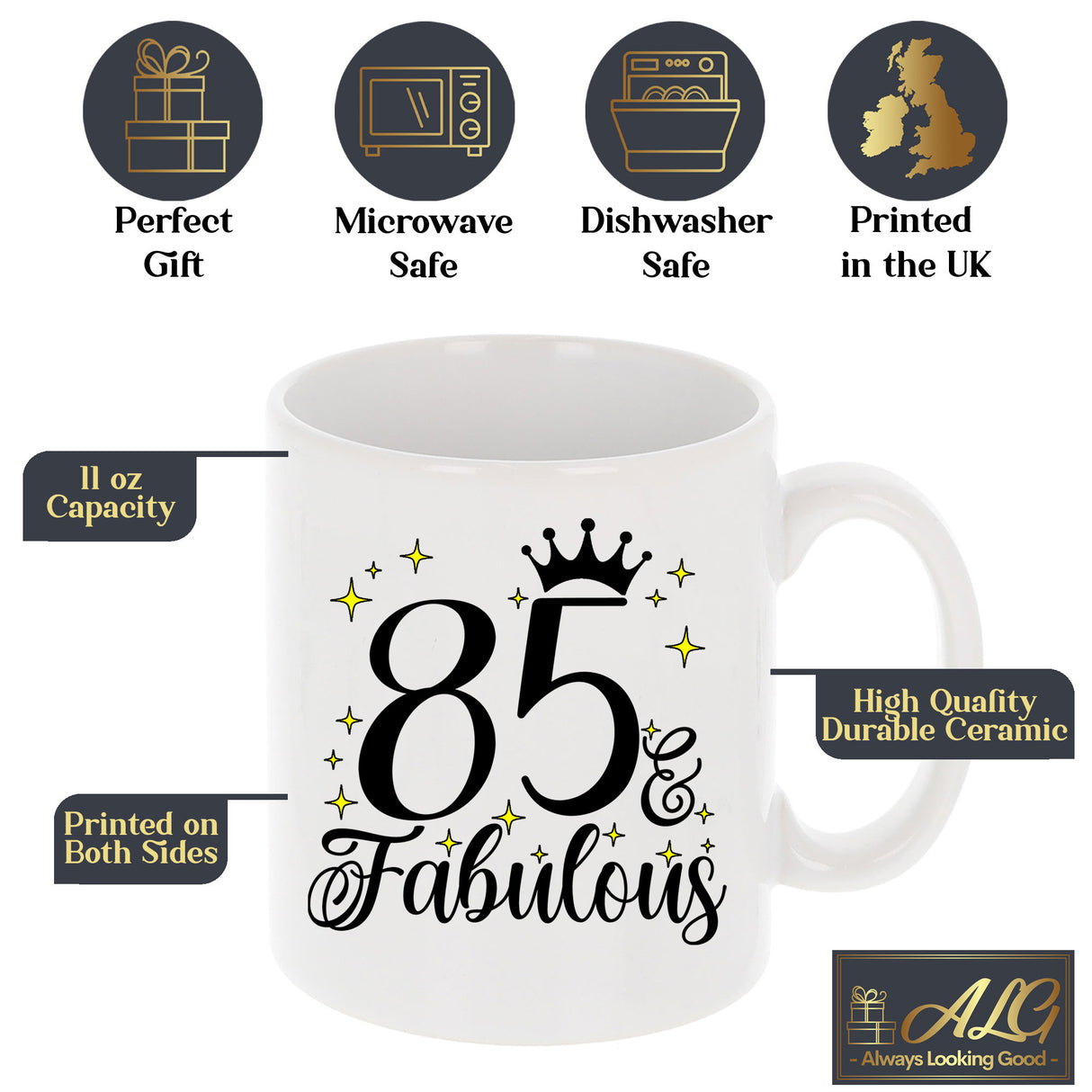 85 and Fabulous 85th Birthday Coffee Mug for Tea or Coffee