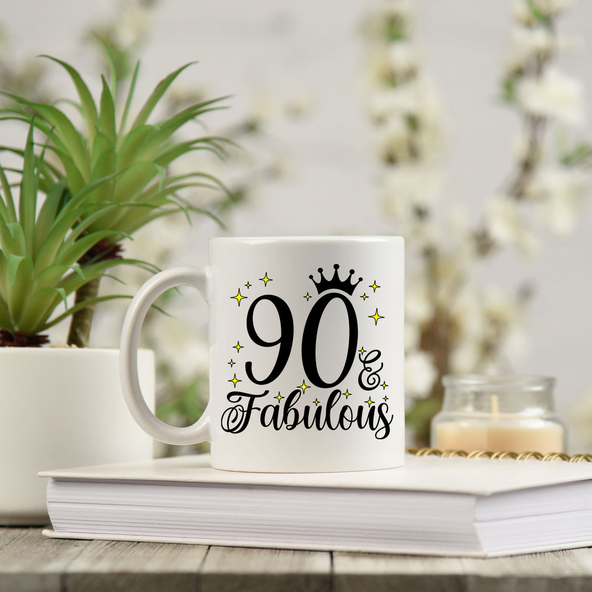90 and Fabulous 90th Birthday Coffee Mug for Tea or Coffee