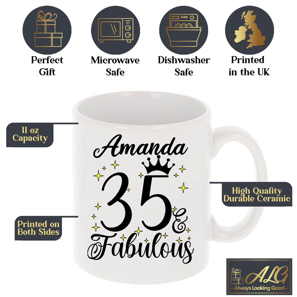 35 and Fabulous 35th Birthday Coffee Mug for Tea or Coffee