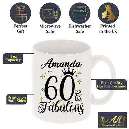 60 and Fabulous 60th Birthday Coffee Mug for Tea or Coffee