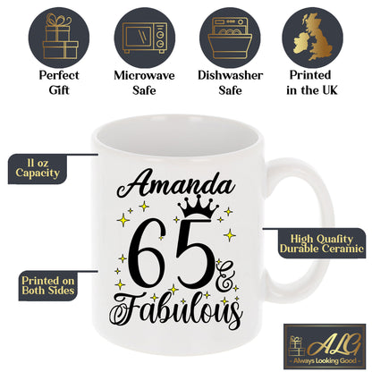 65 and Fabulous 65th Birthday Coffee Mug for Tea or Coffee