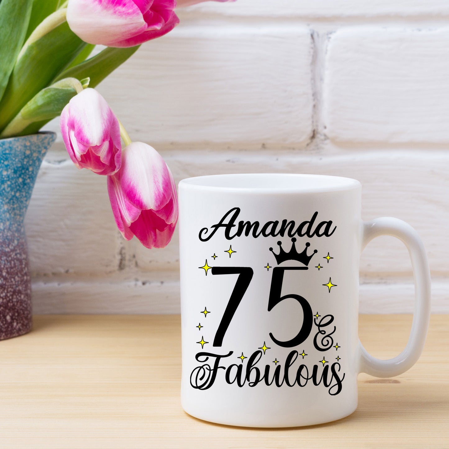 75 and Fabulous 75th Birthday Coffee Mug for Tea or Coffee
