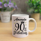90 and Fabulous 90th Birthday Coffee Mug for Tea or Coffee