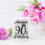 90 and Fabulous 90th Birthday Coffee Mug for Tea or Coffee