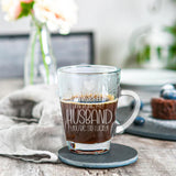 Congrats on Being my Husband Engraved Glass Coffee Mug Birthday Gift