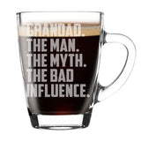 Grandad The Man The Myth The Bad Influence Glass Coffee Mug Birthday Gift