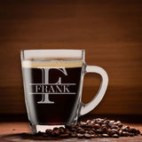 Personalised Split Monogram Glass Coffee Mug Birthday Gift