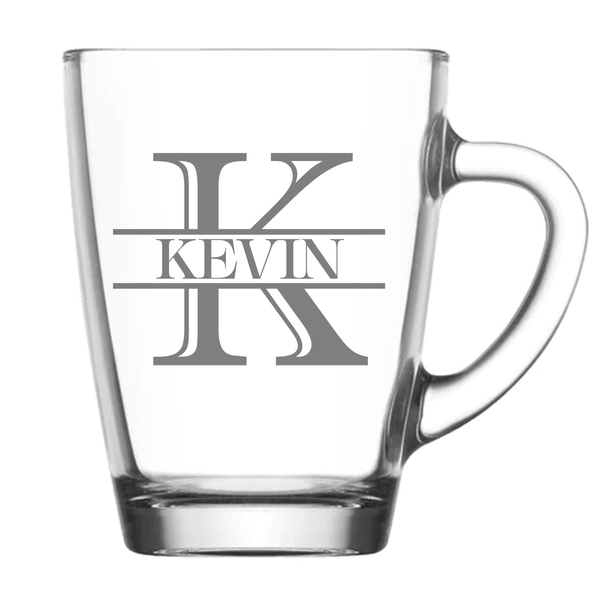 Personalised Split Monogram Glass Coffee Mug Birthday Gift