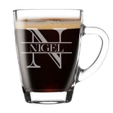 Personalised Split Monogram Glass Coffee Mug Birthday Gift