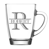 Personalised Split Monogram Glass Coffee Mug Birthday Gift