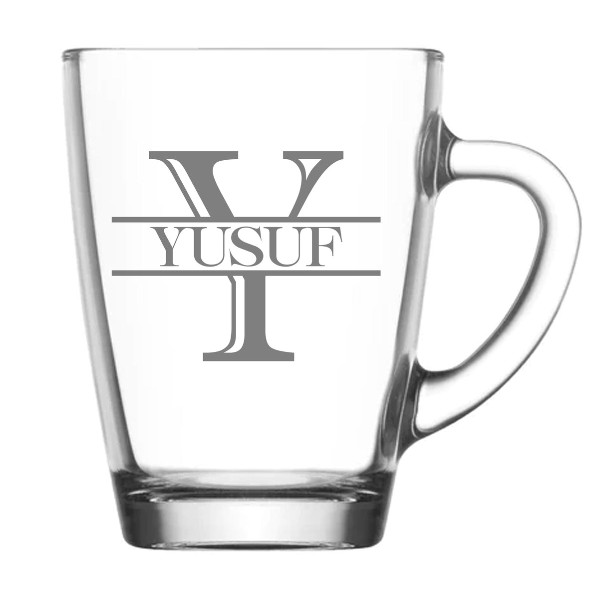 Personalised Split Monogram Glass Coffee Mug Birthday Gift