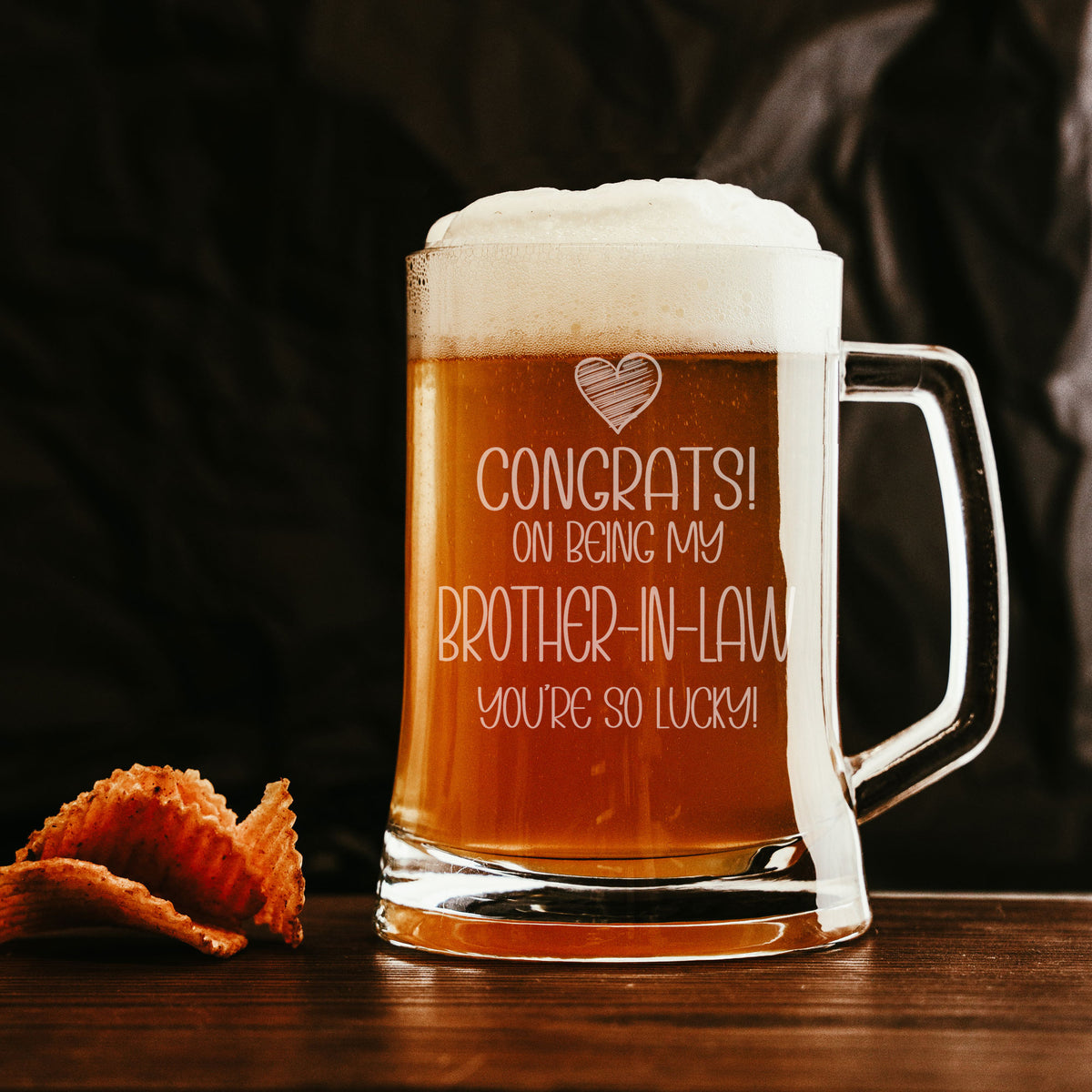 Congrats on Being my Brother-in-Law Engraved Beer Stein Birthday Gift for Brother In Law