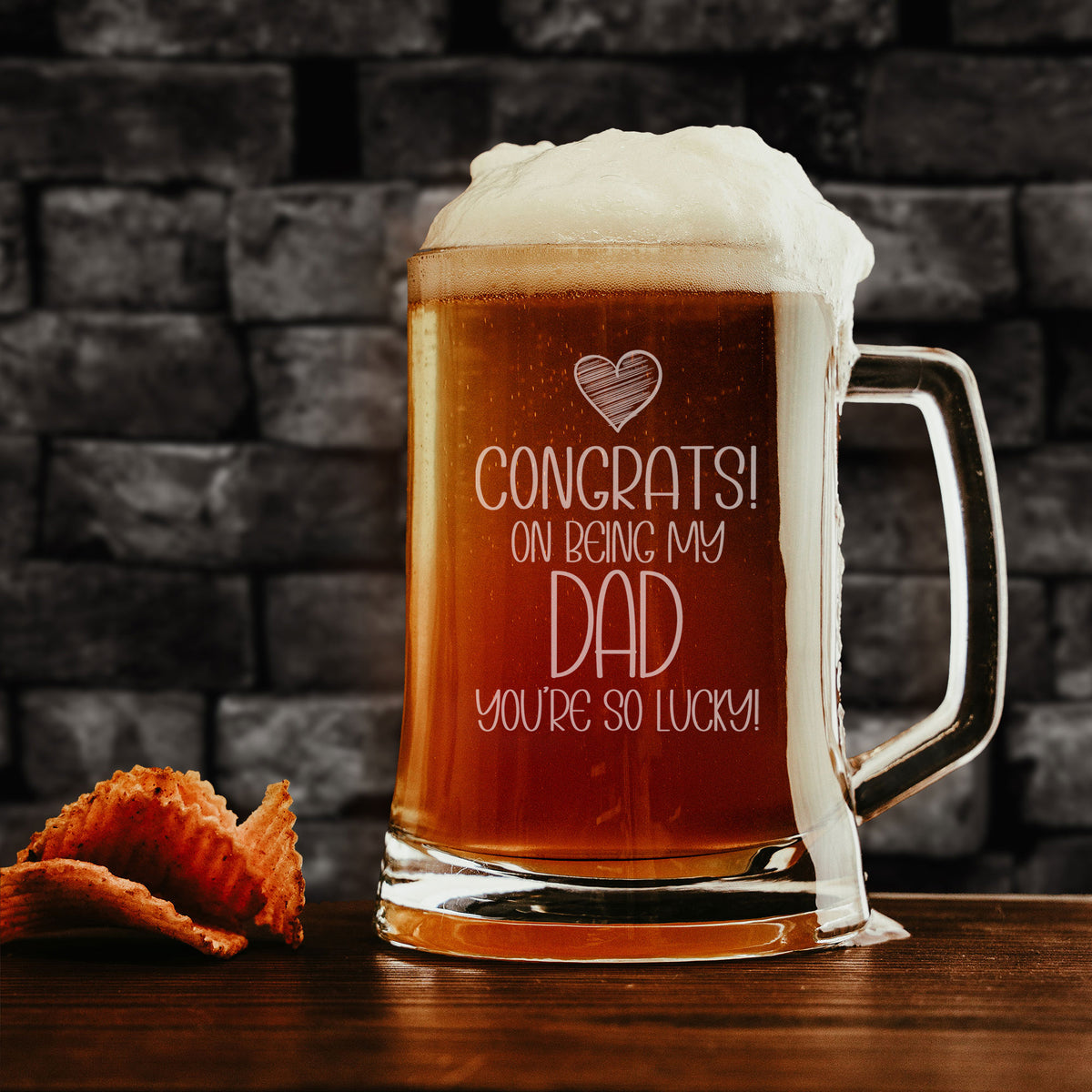 Congrats on Being my Dad Engraved Beer Stein Birthday Gift