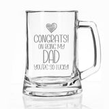 Congrats on Being my Dad Engraved Beer Stein Birthday Gift