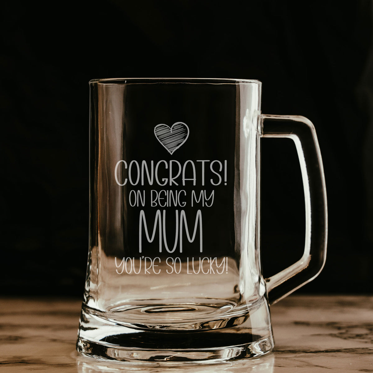 Congrats on Being my Mum Engraved Beer Stein Birthday Gift