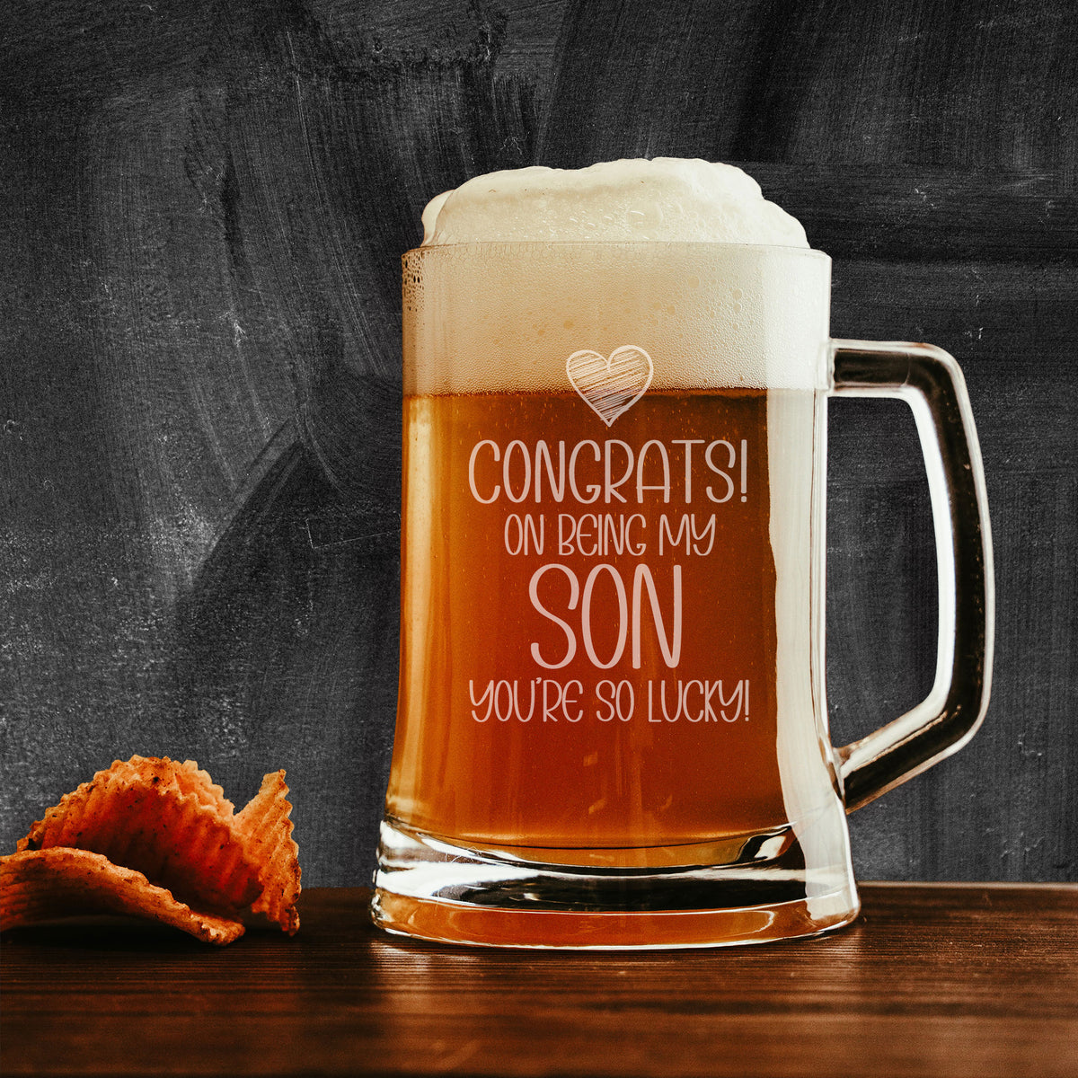 Congrats on Being my Son Engraved Beer Stein Birthday Keepsake Gift for Son