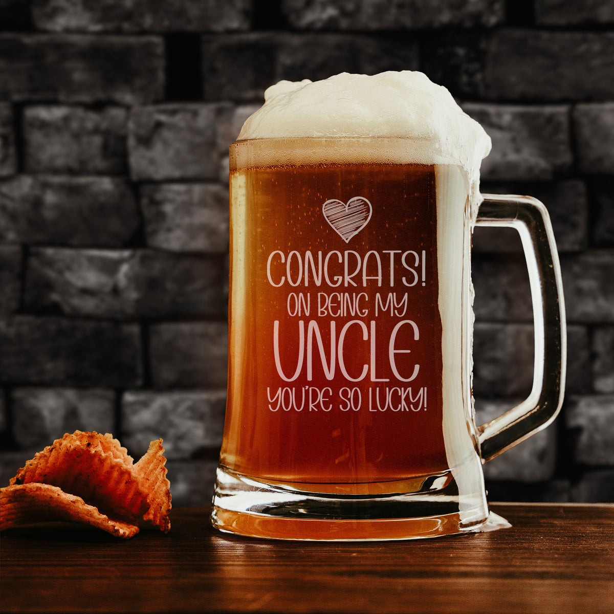 Congrats on Being my Uncle Engraved Beer Stein Birthday Gift