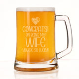 Congrats on Being my Wife Engraved Beer Stein Birthday Gift for Wife