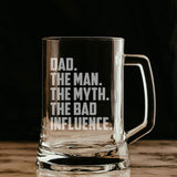 Dad The Man The Myth The Bad Influence Engraved Beer Stein Birthday Gift