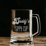 Daddy's Sippy Cup Engraved Beer Stein Birthday Gift for Dad