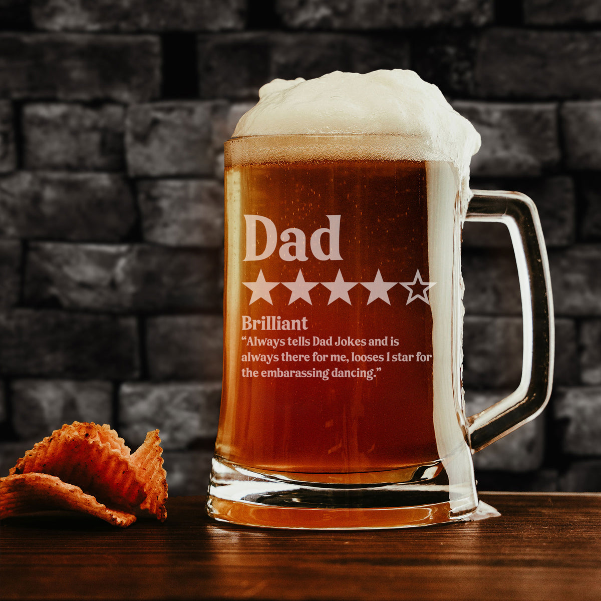 Personalised Review Engraved Beer Stein Birthday Gift
