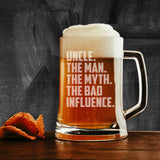 Uncle The Man The Myth The Bad Influence Engraved Beer Stein Birthday Gift