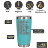 Grandad The Man The Myth The Bad Influence Engraved Travel Mug