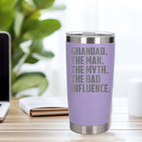 Grandad The Man The Myth The Bad Influence Engraved Travel Mug
