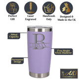 Personalised Split Monogram Birthday Thermal Metal Coffee Cup | Engraved Travel Mug