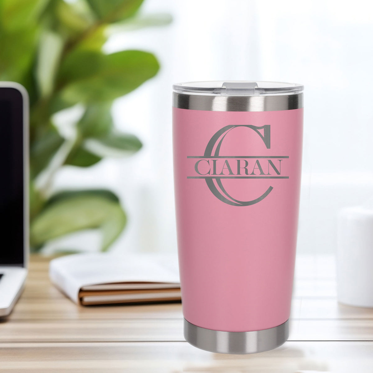 Personalised Split Monogram Birthday Thermal Metal Coffee Cup | Engraved Travel Mug