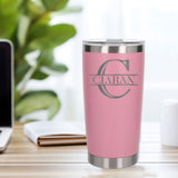 Personalised Split Monogram Birthday Thermal Metal Coffee Cup | Engraved Travel Mug